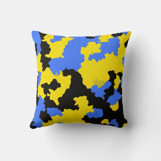 イエローブルーブラック抽象デザイン クッション (裏面)
