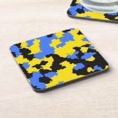 イエローブルーブラック抽象デザイン コースター (左側)