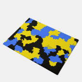 イエローブルーブラック抽象デザイン ドアマット (アングル)