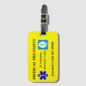 イエローブルーブラック文字CPAP ラゲッジタグ (正面縦)