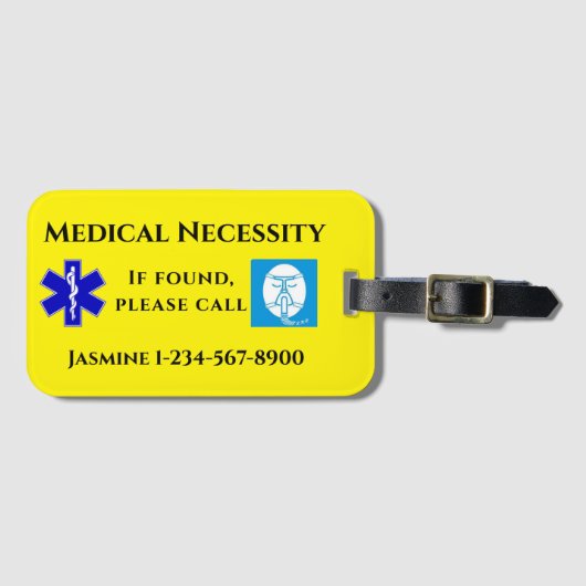 イエローブルーブラック文字CPAP ラゲッジタグ (正面横)