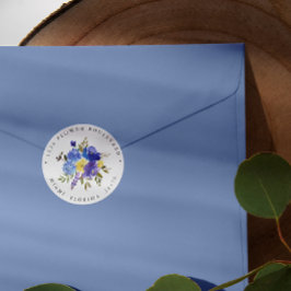 イエローブルーブーケボタニカル差出人住所 ラウンドシール