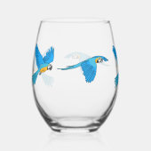 イエローブルーマカオ ステムなしワイングラス (正面)