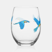 イエローブルーマカオ ステムなしワイングラス (裏面)