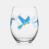 イエローブルーマカオ ステムなしワイングラス (左)