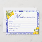 イエローブルーメインスクイーズブライダルシャワーアドバイスカード 招待状 (正面)