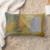 イエローブルーモダンソフトパステルカラー抽象芸術 ランバークッション (ブランケット)