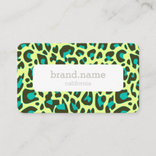 イエローブルーレオパードスキンアニマルプリントパターン 名刺