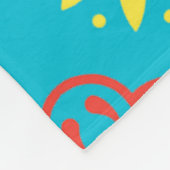 イエローブルーレッドフローラ花弁モロッコパターン フリースブランケット (角)