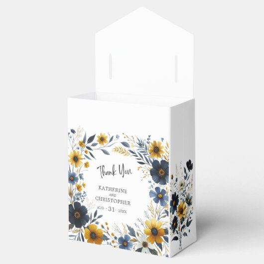 イエローブルーワイルドフラワーエレガントな結婚式ありがとう フェイバーボックス (オープン)
