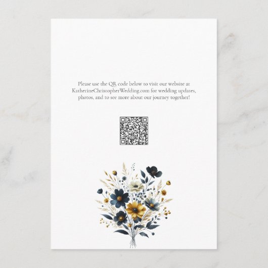 イエローブルーワイルドフラワーエレガントウェディング披露宴 エンクロージャーカード (裏面)