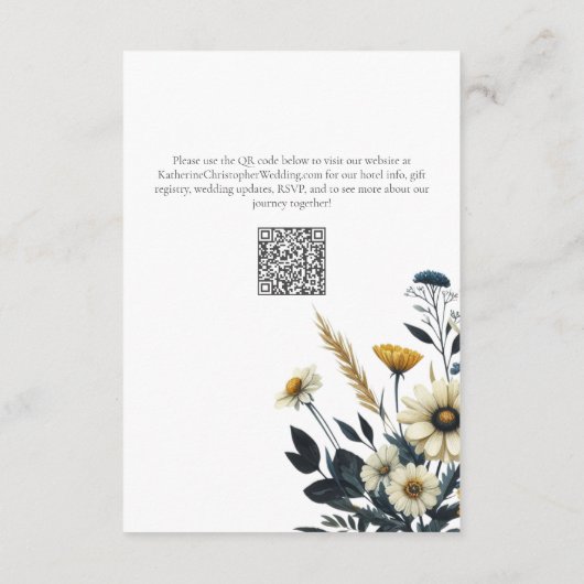 イエローブルーワイルドフラワーフォーマルズ結婚ホテル エンクロージャーカード (裏面)