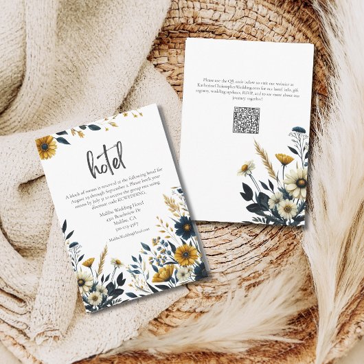 イエローブルーワイルドフラワーフォーマルズ結婚ホテル エンクロージャーカード