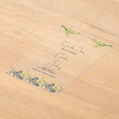 イエローブルーワイルドフラワーフローラボホ結婚ズ アクリル招待状 (レイダウン)