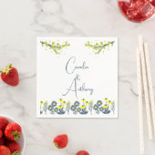 イエローブルーワイルドフラワーフローラボホ結婚ズ スタンダードカクテルナプキン (インサイチュ)