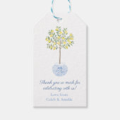 イエローブルー名門私立校風のレモンツリーウェディングシャワー ギフトタグ (正面)