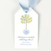 イエローブルー名門私立校風のレモンツリーウェディングシャワー ギフトタグ