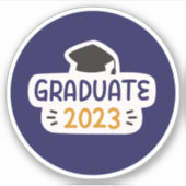 イエローブルー学生卒業ステッカー シール (正面)