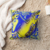 イエローブルー炭華美地中海のアートルック クッション (ブランケット)