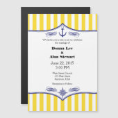 イエローブルー磁気航海の結婚式 マグネット招待状 (正面/裏面)