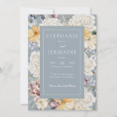 イエローブルー&ホワイトフローラオンブルー招待状 招待状 (正面)