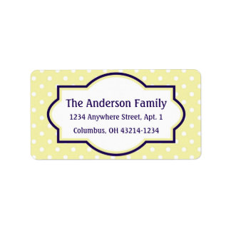 イエローブルー&ホワイト水玉模様差出人住所ラベル ラベル