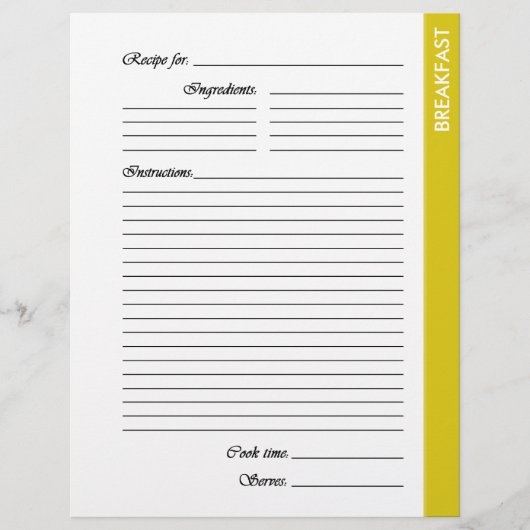 イエローブレックファースト両面レシピページ (正面)