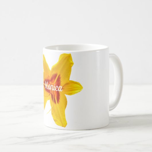 イエローブロッサムフォト名前をカスタムする コーヒーマグカップ (正面右)