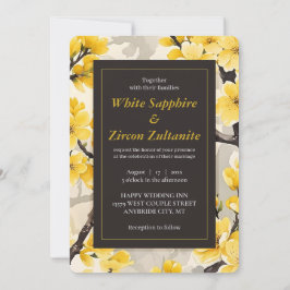 イエローブロッサムブラック結婚式招待状 招待状
