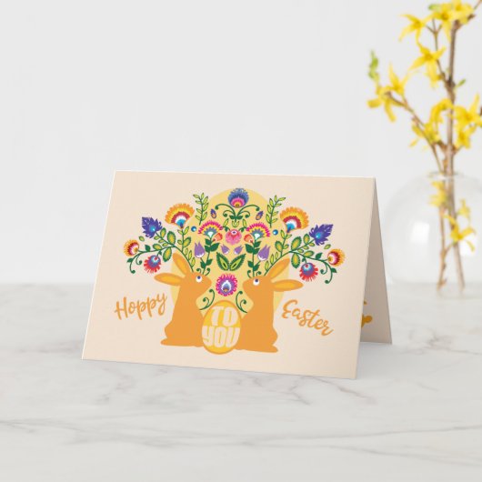 イエロー🐰ブンニーズ民俗付きTouchカスタム文字 カード (黄色い花)