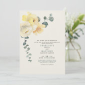 イエロープニーティール(緑がかった色)&クリーム結婚ズブライドの両親 招待状 (スタンド正面)