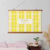 イエロープライカスタムドベビー名サイン子供部屋デコール 吊り下げ型タペストリー (寝室)