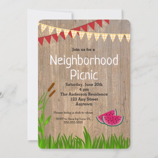 イエロープライ素朴ドネイバーシティピクニック招待状 招待状 (正面)