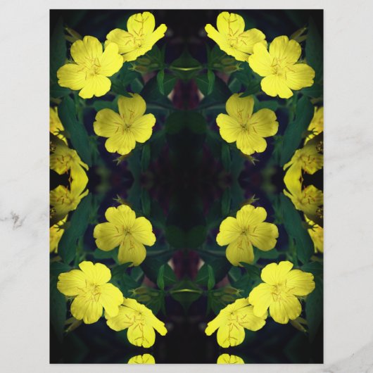 イエロープリムローズフラワーズ抽象芸術スクラップブック紙 (裏面)