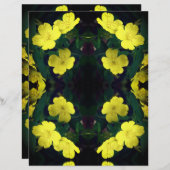 イエロープリムローズフラワーズ抽象芸術スクラップブック紙 (正面/裏面)