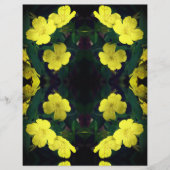 イエロープリムローズフラワーズ抽象芸術スクラップブック紙 (正面)