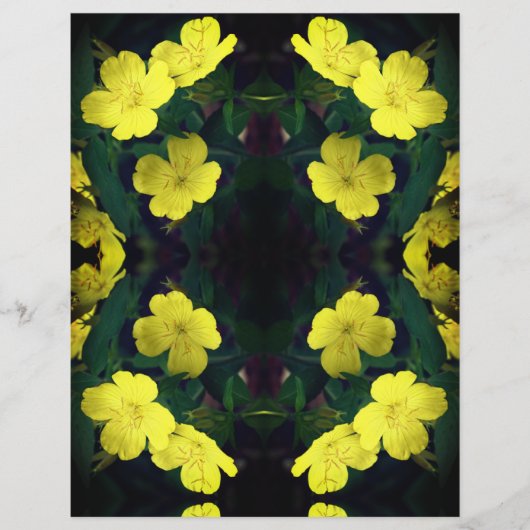 イエロープリムローズフラワーズ抽象芸術スクラップブック紙 (正面)