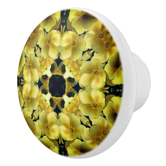 イエロープリムローズフラワー抽象芸術アート   セラミックノブ (右)