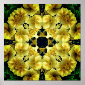 イエロープリムローズフラワー抽象芸術 ポスター (正面)