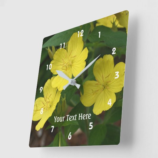 イエロープリムローズ春の花 パーソナライズされた スクエア壁時計 (傾斜)