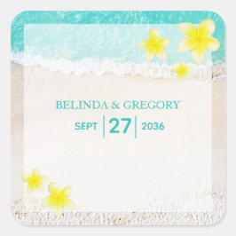 イエロープルメリアフランギパニトロピカルビーチ結婚式 スクエアシール