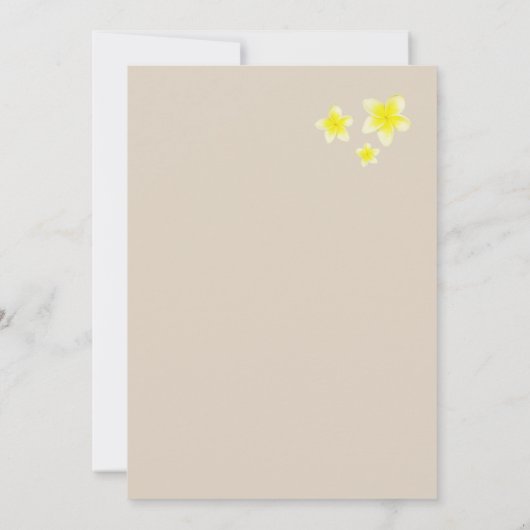 イエロープルメリアフランギパニトロピカルビーチ結婚式 セーブザデート (裏面)