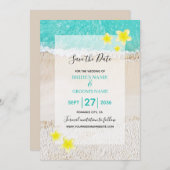 イエロープルメリアフランギパニトロピカルビーチ結婚式 セーブザデート (正面/裏面)