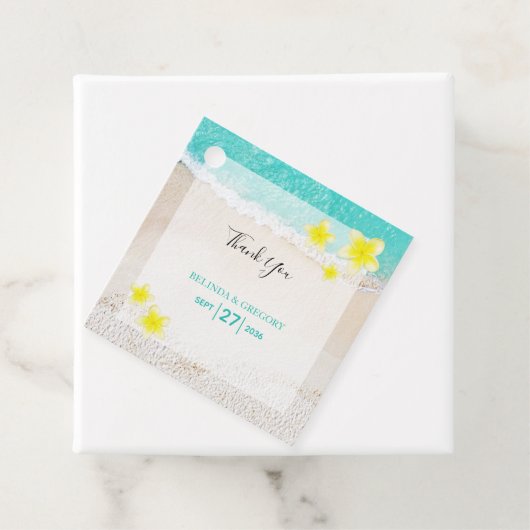 イエロープルメリアフランギパニトロピカルビーチ結婚式 フェイバータグ (インサイチュ)