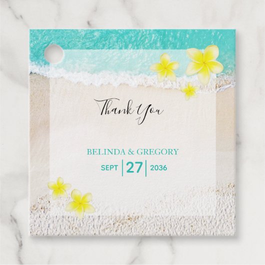 イエロープルメリアフランギパニトロピカルビーチ結婚式 フェイバータグ (正面)