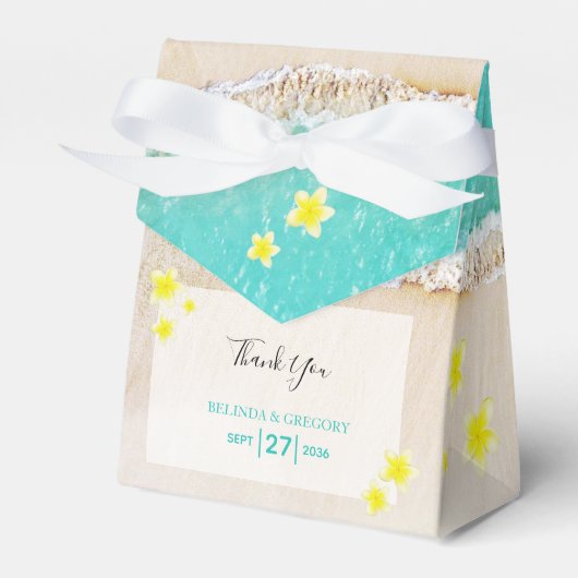 イエロープルメリアフランギパニトロピカルビーチ結婚式 フェイバーボックス (正面サイド)