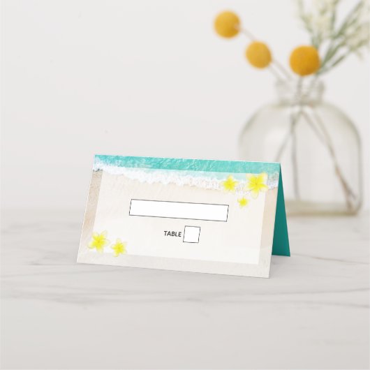 イエロープルメリアフランギパニトロピカルビーチ結婚式 プレイスカード (正面)