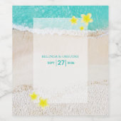 イエロープルメリアフランギパニトロピカルビーチ結婚式 ワインラベル (シングルラベル)