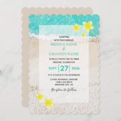 イエロープルメリアフランギパニトロピカルビーチ結婚式 招待状 (正面/裏面)