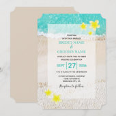 イエロープルメリアフランギパニトロピカルビーチ結婚式 招待状 (正面/裏面)